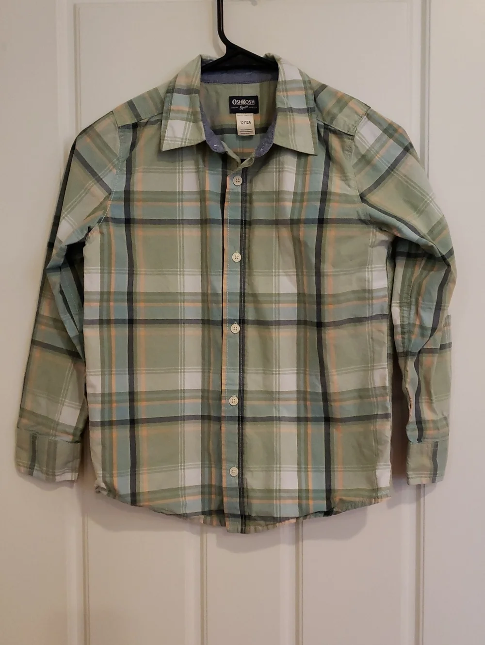 Bundle of Boy's long sleeve button down plaid shirts, Size 12